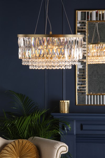 (image for) Laura Ashley Rhosill 4 Light Pendant Glass & Antique Brass